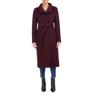 Cole Haan Womens  Slick Wool-Blend Belted Coat